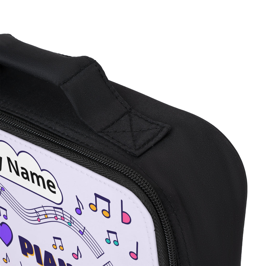 Music-themed Lunch Bag: 'I love piano' - violet