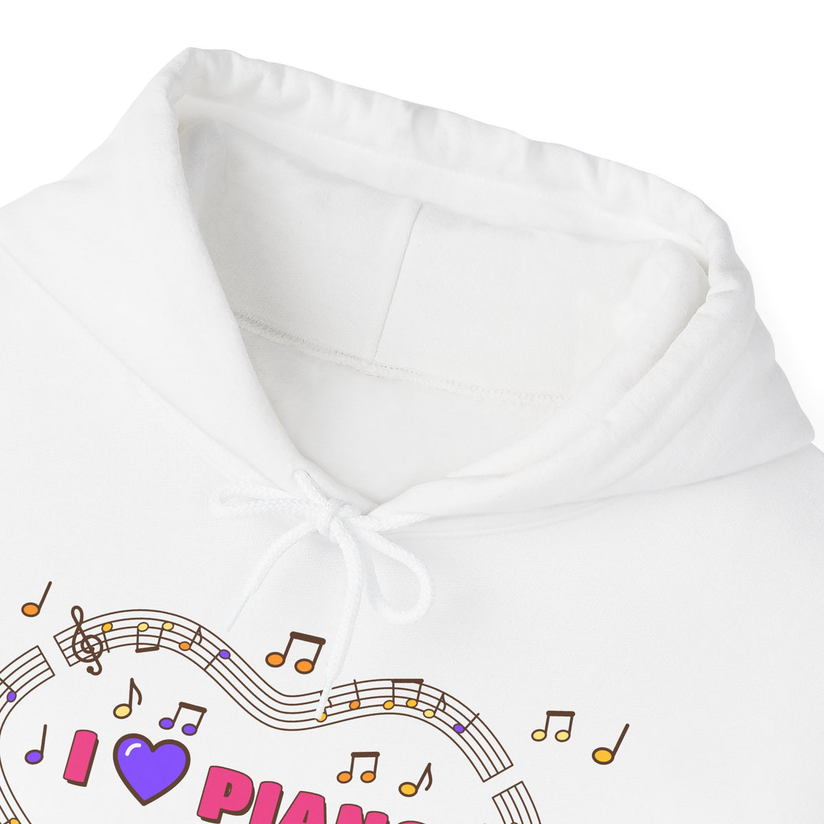 Music-themed Unisex Heavy Blend Hooded Sweatshirt: 'I love piano' - pink