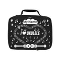 Music-themed Lunch Bag: 'I love ukulele' - black & white