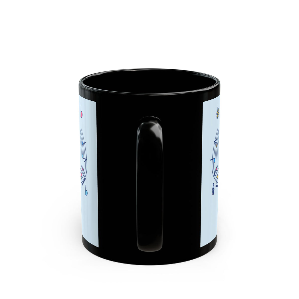 Music-themed Black Mug (11oz, 15oz): 'I love violin' - blue