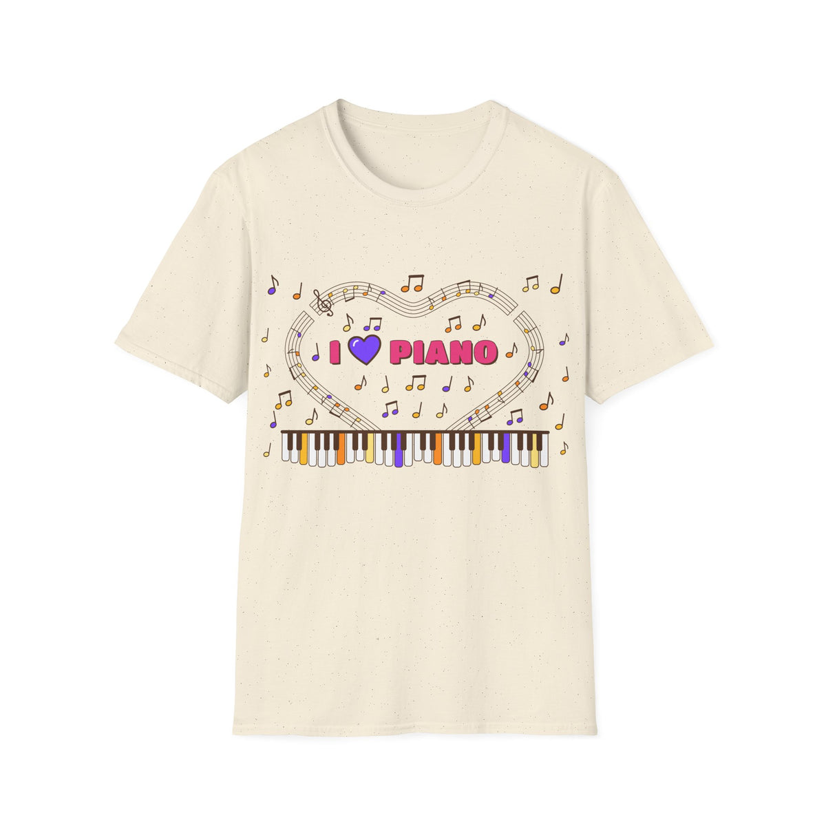 Music-themed Unisex Softstyle T-Shirt: 'I love piano' - pink
