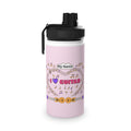 Music-themed Stainless Steel Water Bottle, Sports Lid: 'I love guitar' - pink