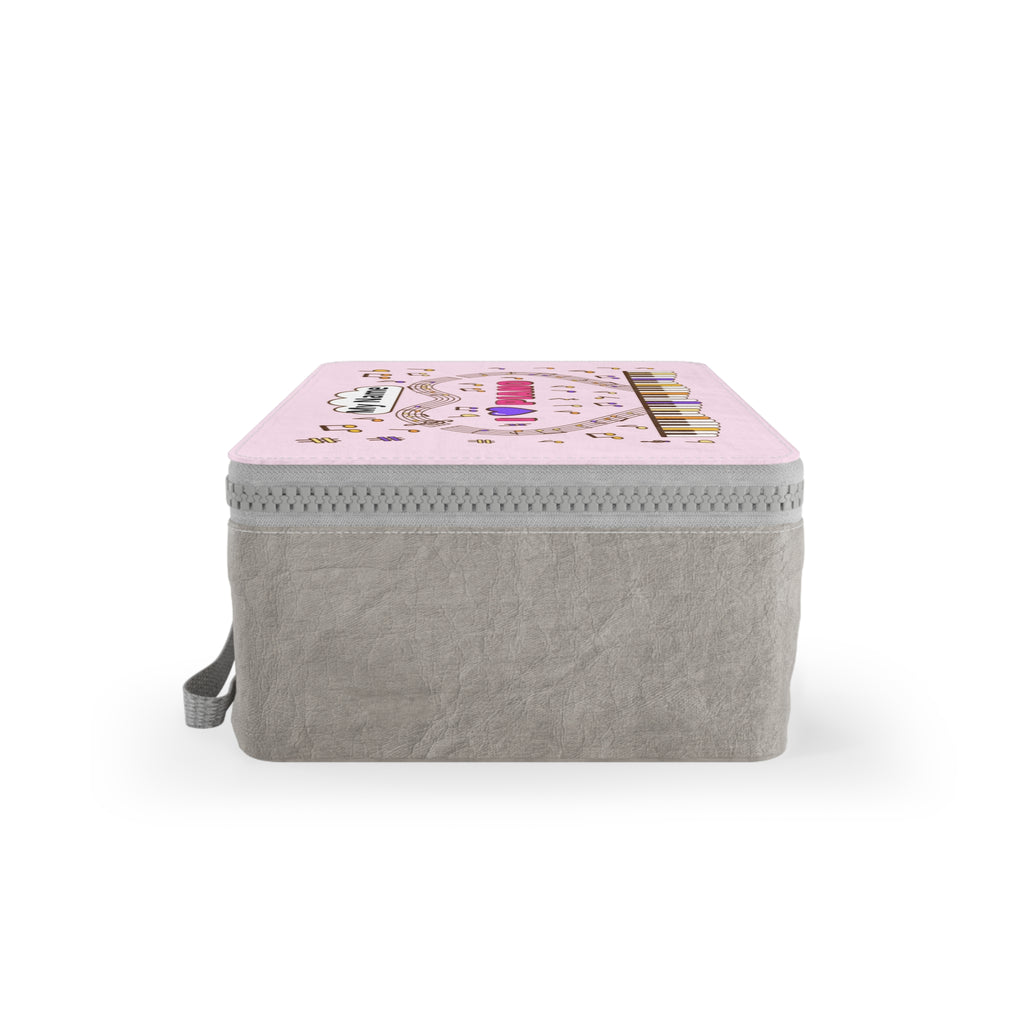 Music-themed Paper Lunch Bag: 'I love piano' - pink