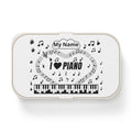 Music-themed Bento Lunch Box: 'I love piano' - black on white