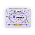 Music-themed Paper Lunch Bag: 'I love guitar' - violet