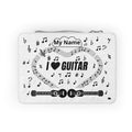 Music-themed Paper Lunch Bag: 'I love guitar' - black on white