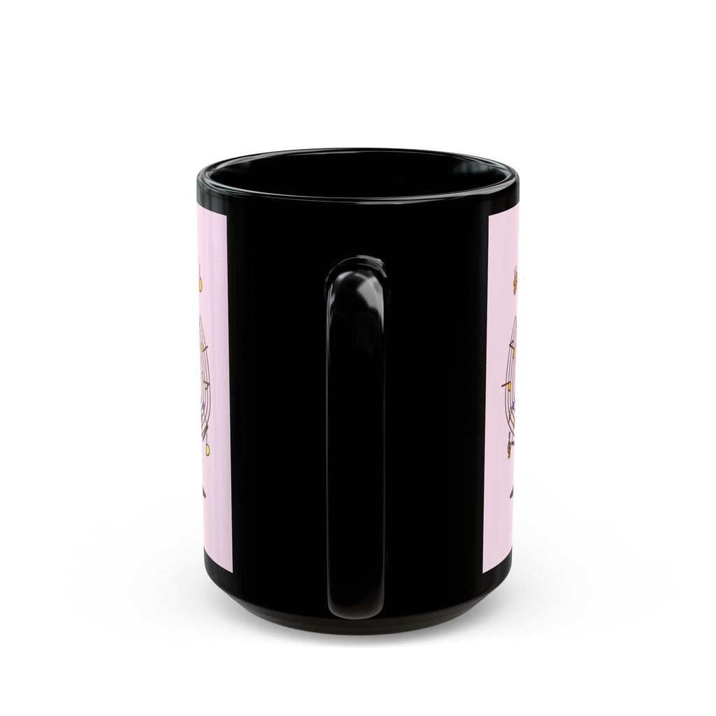 Music-themed Black Mug (11oz, 15oz): 'I love saxophone' - pink