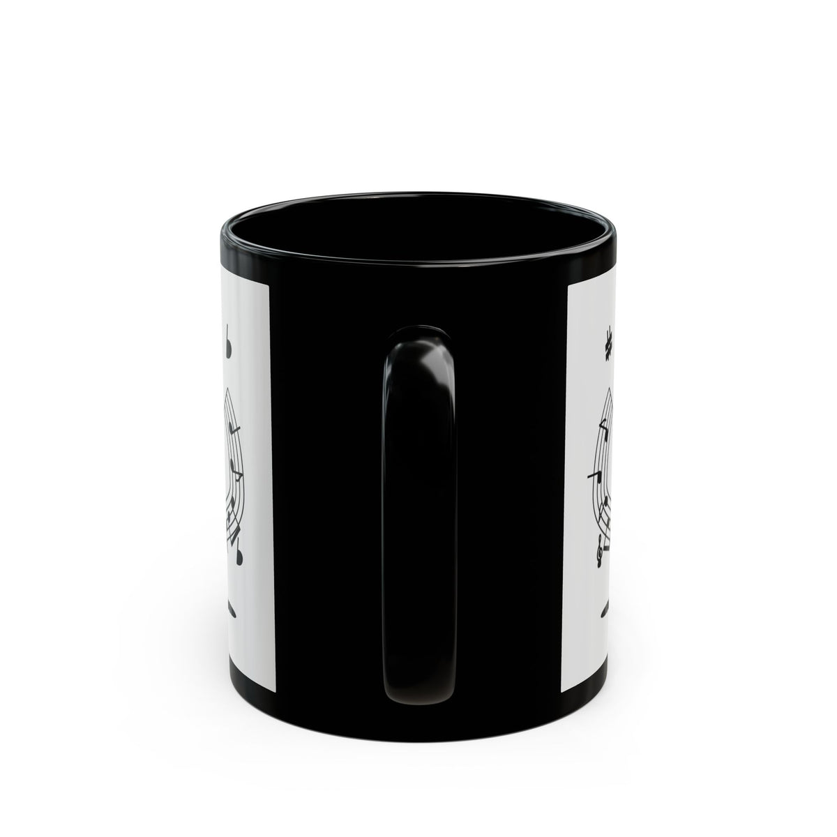 Music-themed Black Mug (11oz, 15oz): 'I love saxophone' - black on white