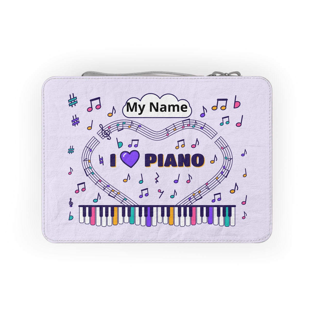 Music-themed Paper Lunch Bag: 'I love piano' - violet