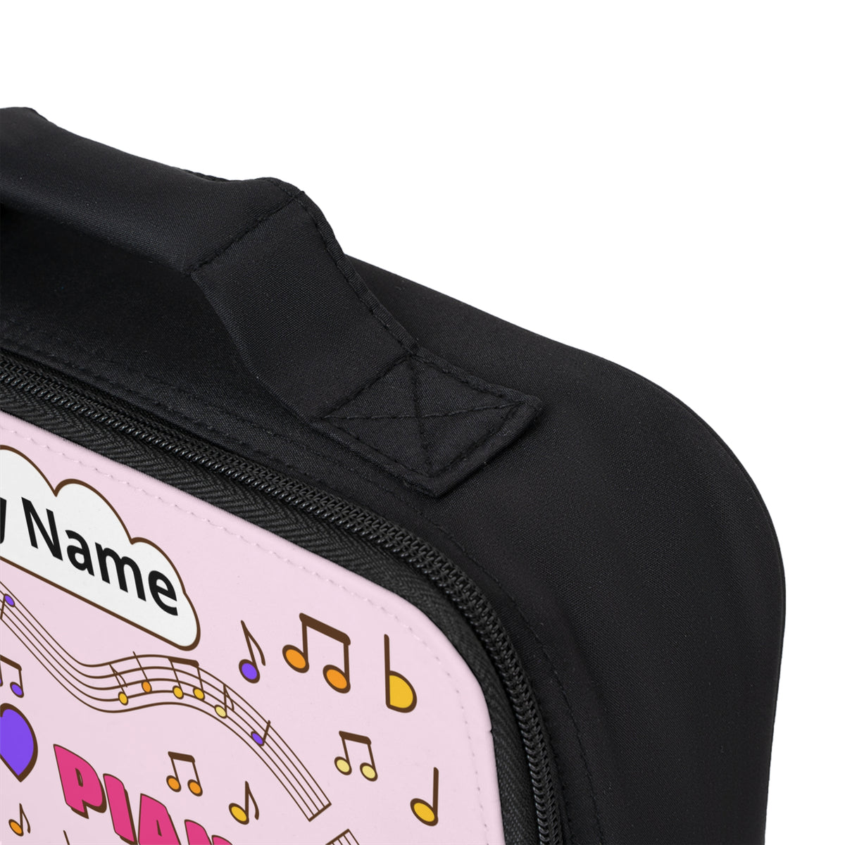 Music-themed Lunch Bag: 'I love piano' - pink