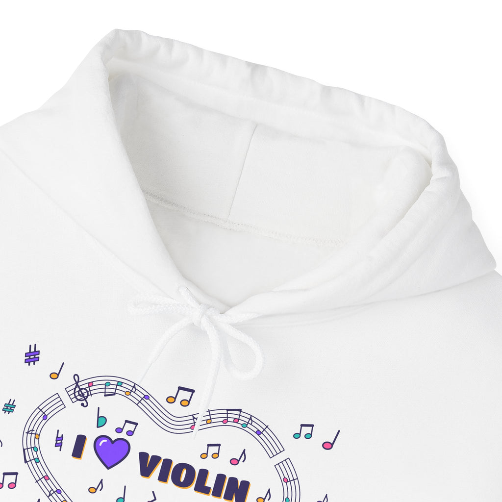 Music-themed Unisex Heavy Blend Hooded Sweatshirt: 'I love violin' - violet