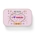 Music-themed Bento Lunch Box: 'I love violin' - pink