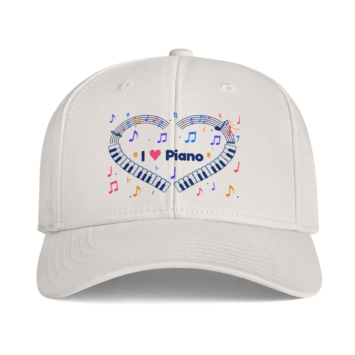 Music-themed Icon Cap: 'I love piano' heart - blue