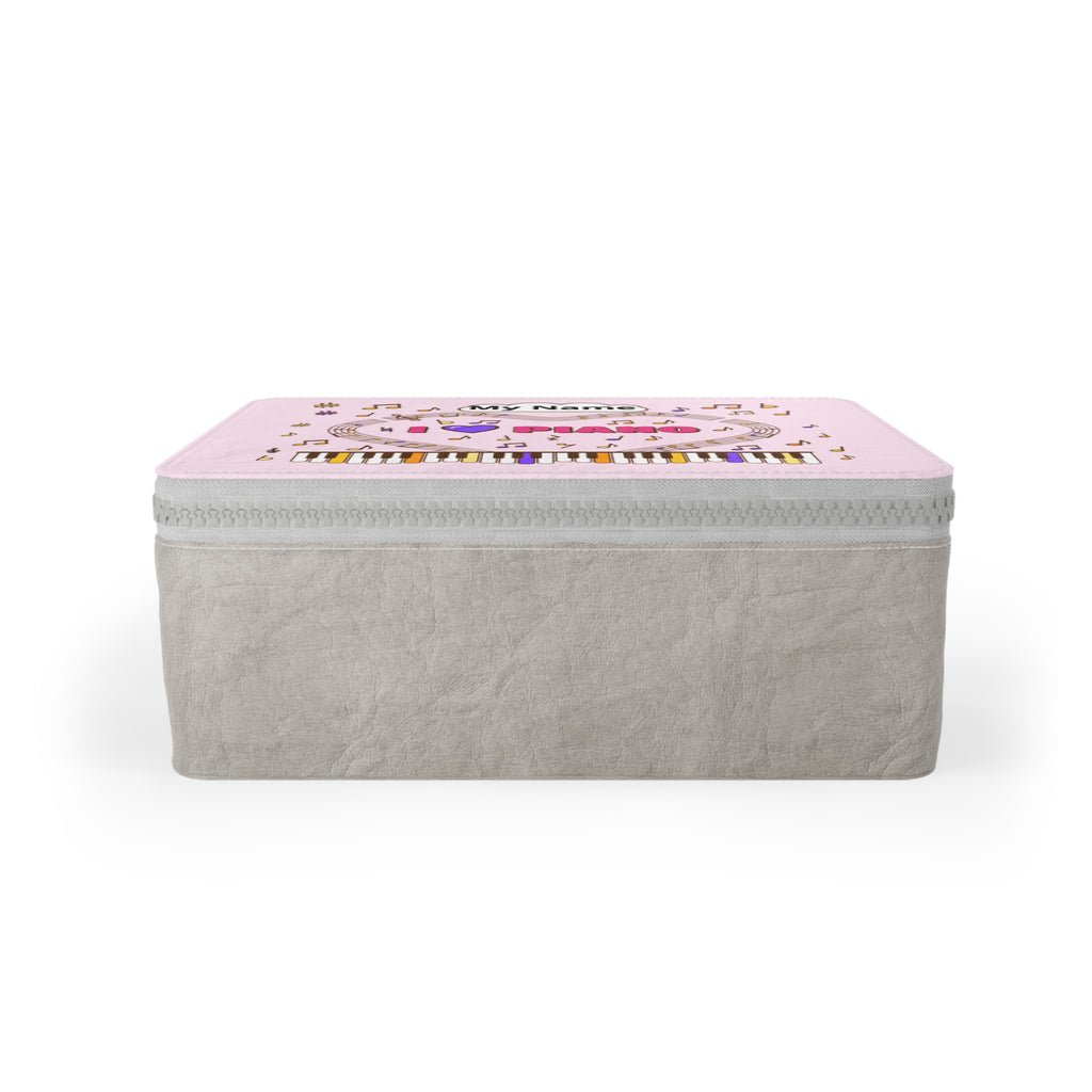 Music-themed Paper Lunch Bag: 'I love piano' - pink