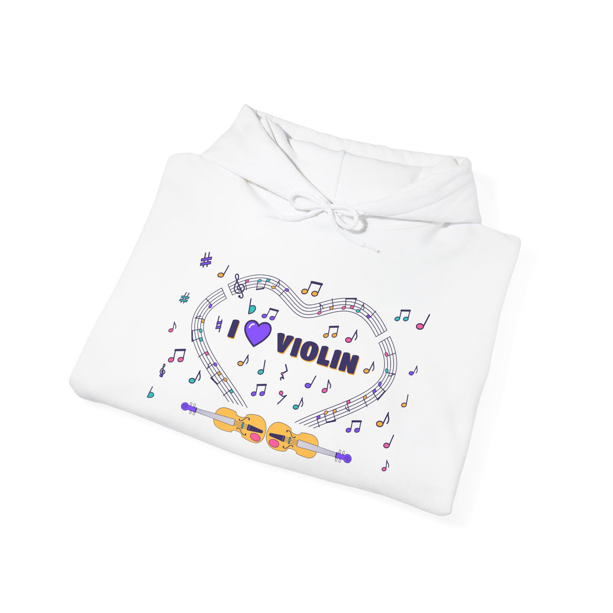 Music-themed Unisex Heavy Blend Hooded Sweatshirt: 'I love violin' - violet
