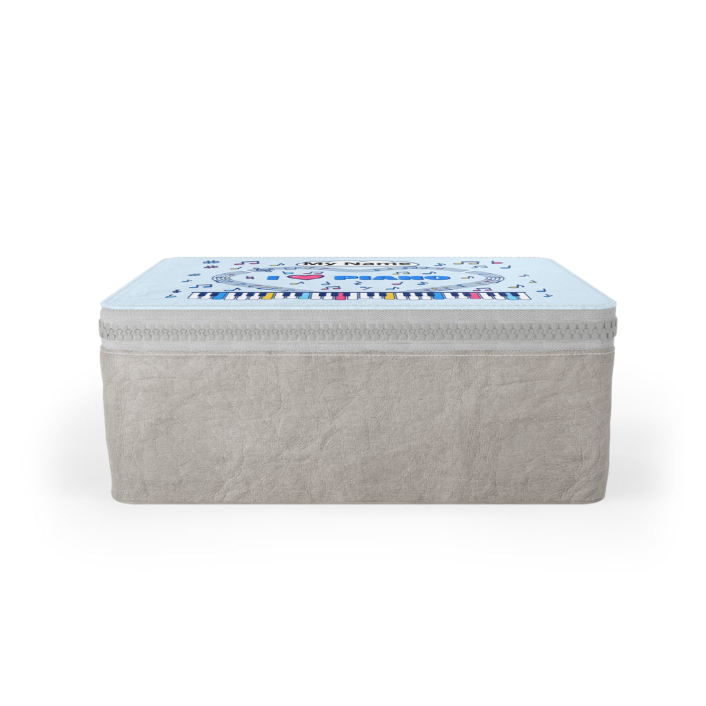 Music-themed Paper Lunch Bag: 'I love piano' - blue