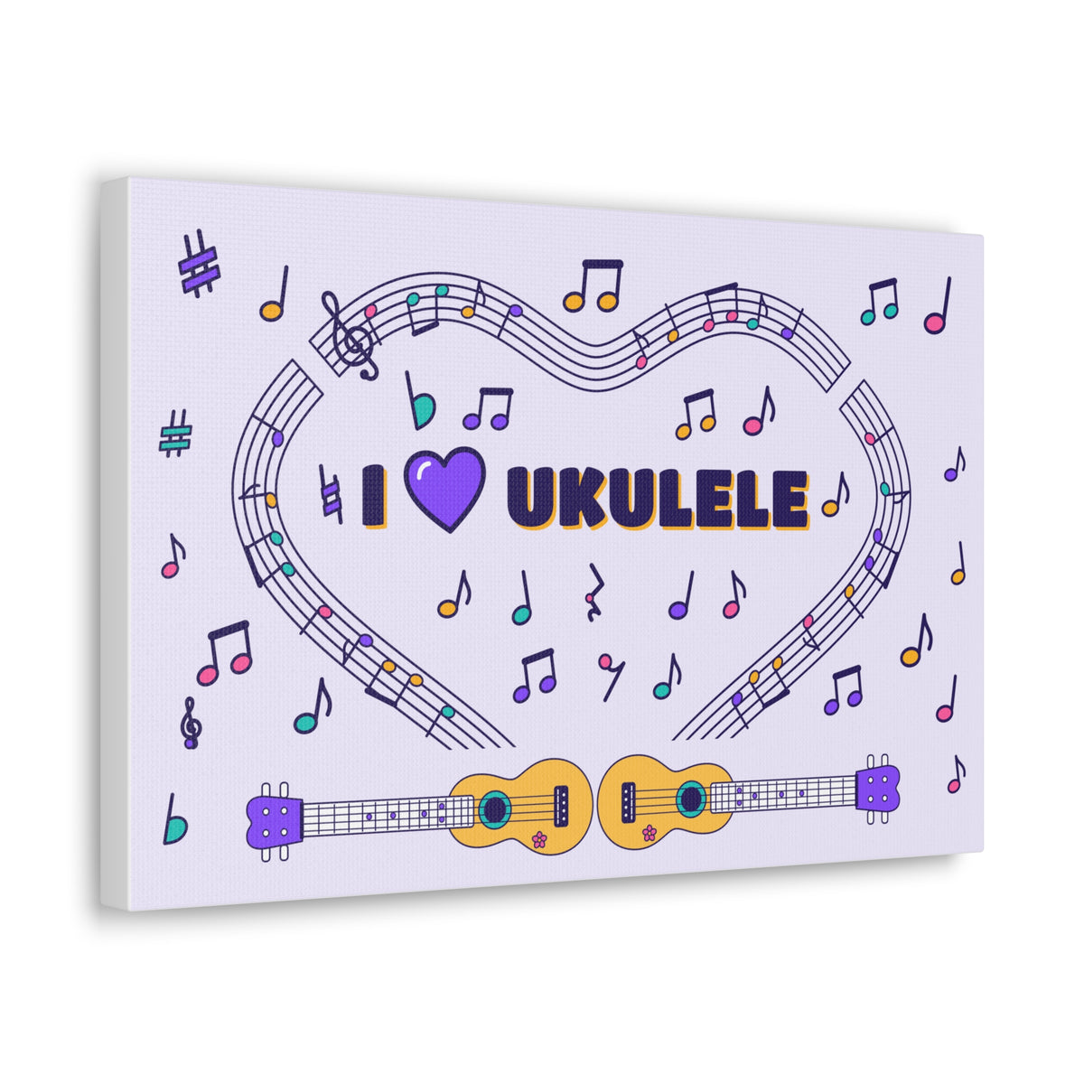 Music-themed Classic Canvas: 'I love ukulele' - violet