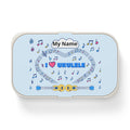 Music-themed Bento Lunch Box: 'I love ukulele' - blue