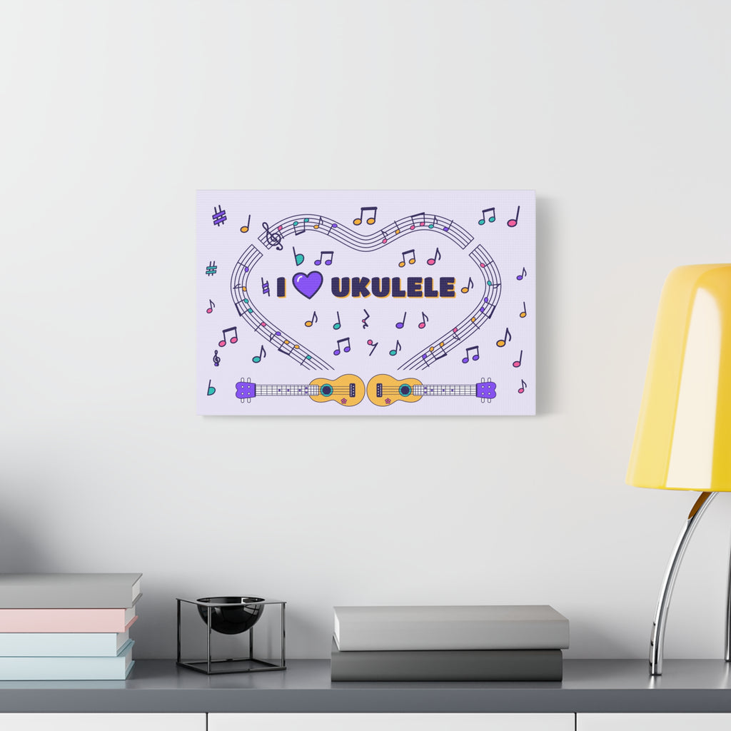 Music-themed Classic Canvas: 'I love ukulele' - violet