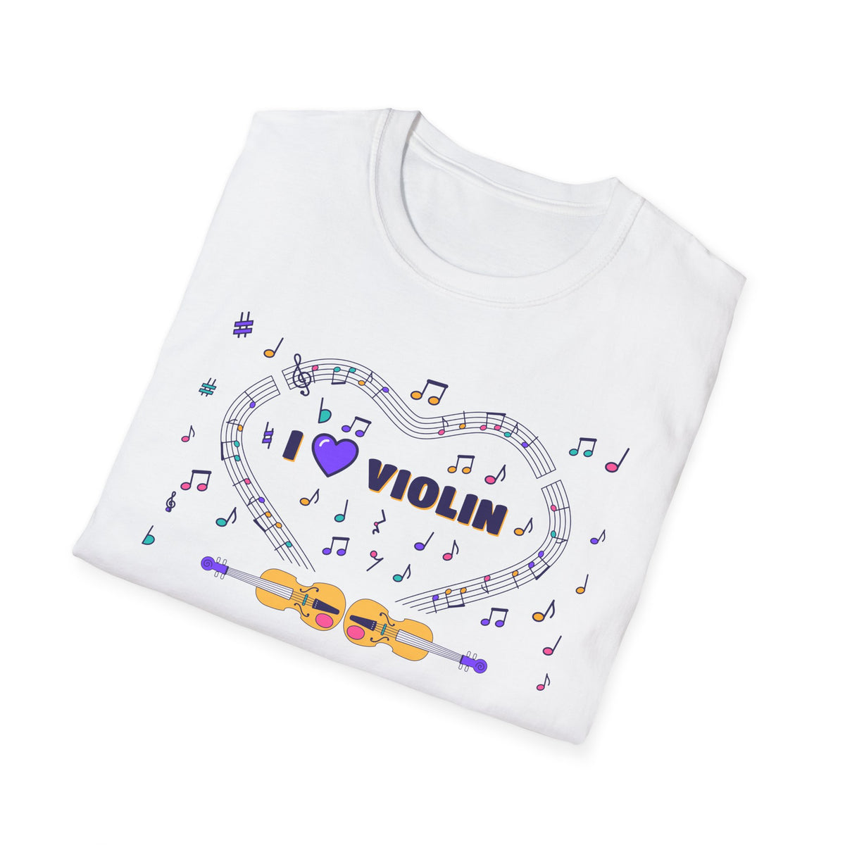 Music-themed Unisex Softstyle T-Shirt: 'I love violin' - violet
