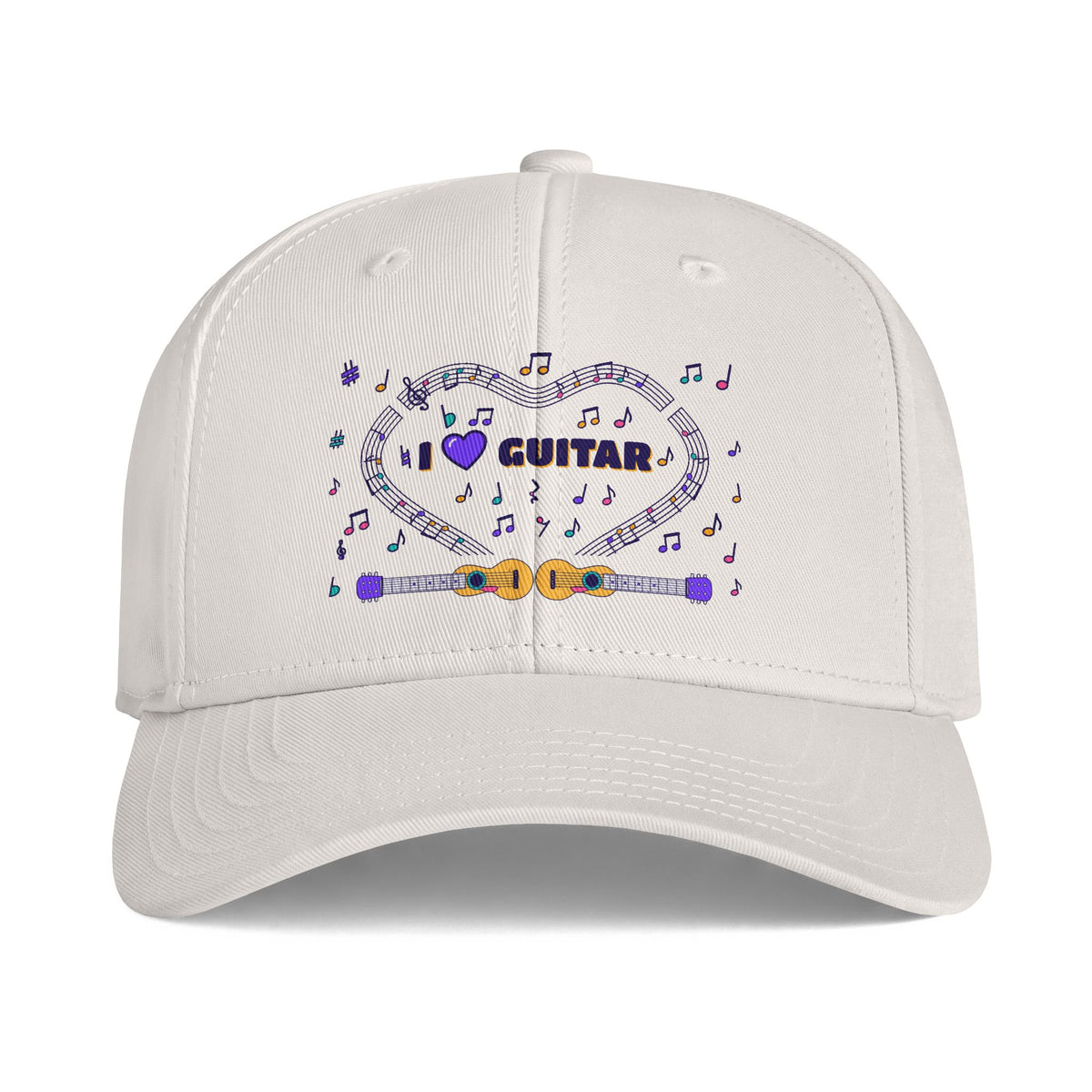 Music-themed Icon Cap: 'I love guitar' - violet