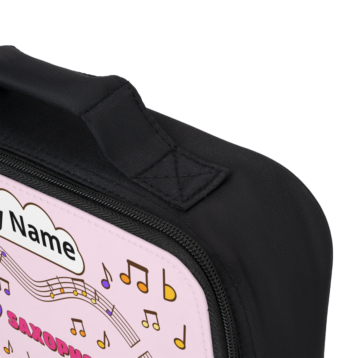 Music-themed Lunch Bag: 'I love saxophone' - pink