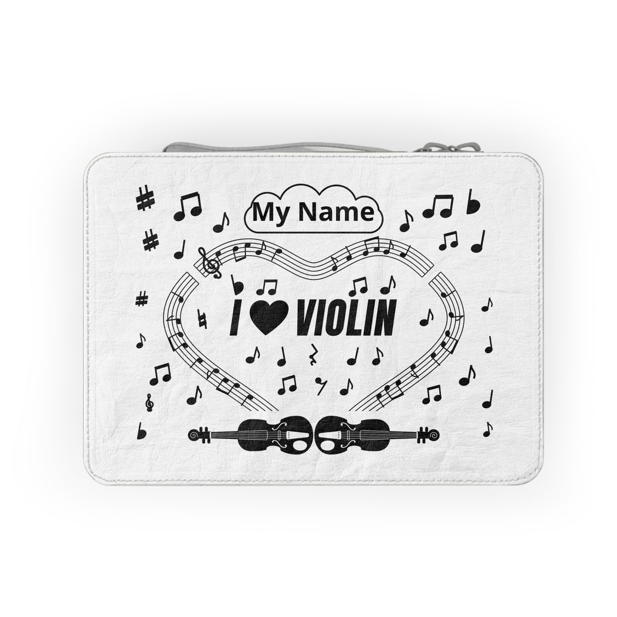 Music-themed Paper Lunch Bag: 'I love violin' - black on white