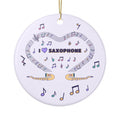 Music-themed Ceramic Ornaments, 2-Side Print: 'I love saxophone' - violet