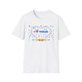 Music-themed Unisex Softstyle T-Shirt: 'I love violin' - blue