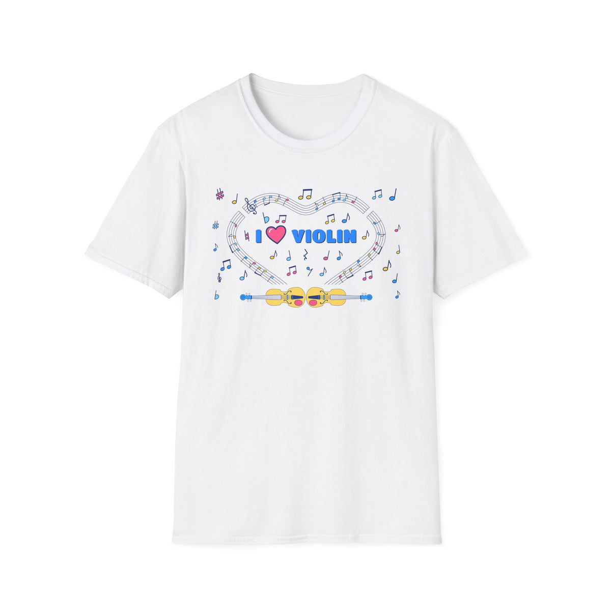 Music-themed Unisex Softstyle T-Shirt: 'I love violin' - blue
