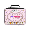 Music-themed Lunch Bag: 'I love piano' - pink