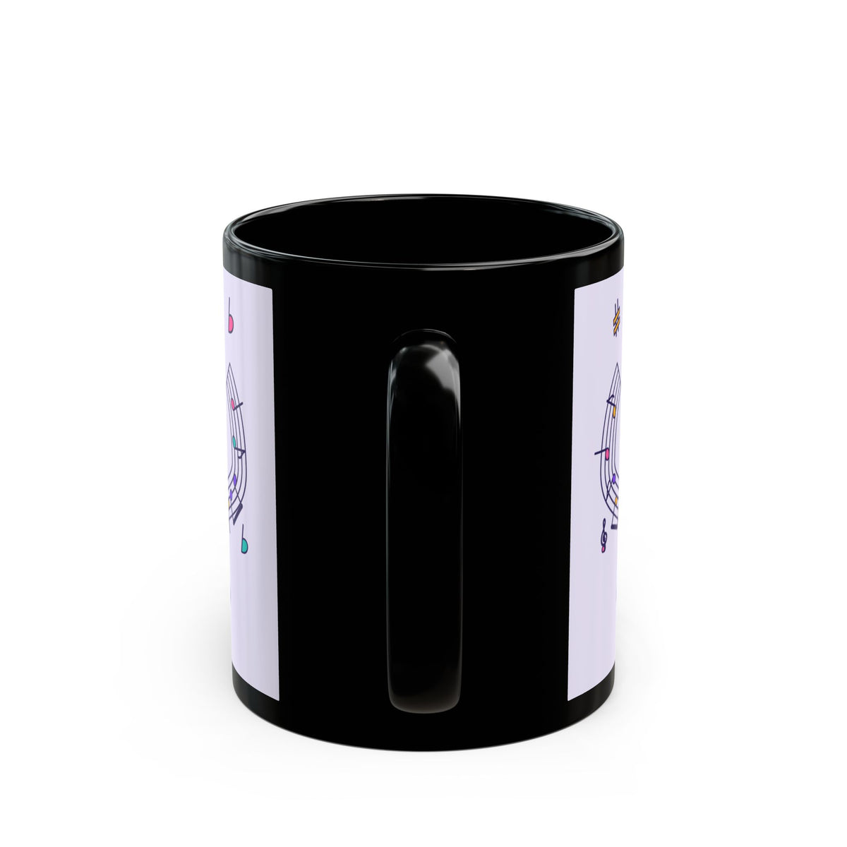 Music-themed Black Mug (11oz, 15oz): 'I love violin' - violet