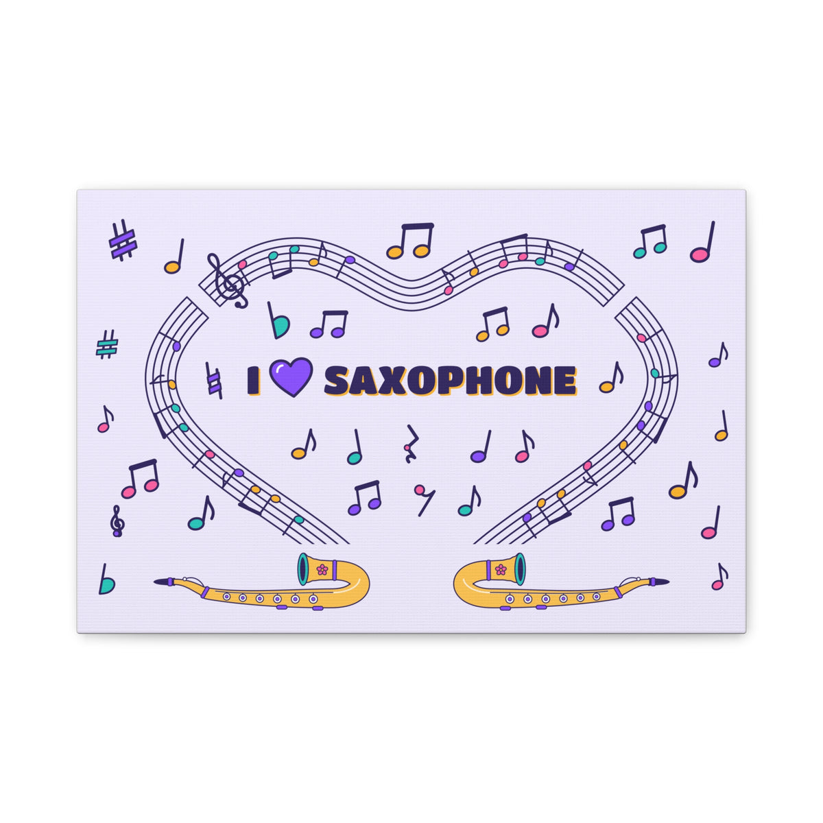 Music-themed Classic Canvas: 'I love saxophone' - violet