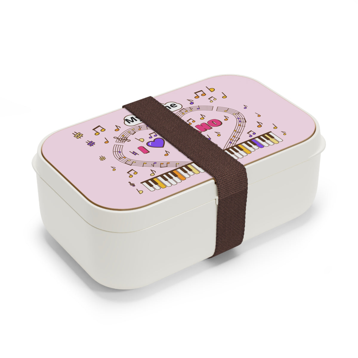 Music-themed Bento Lunch Box: 'I love piano' - pink