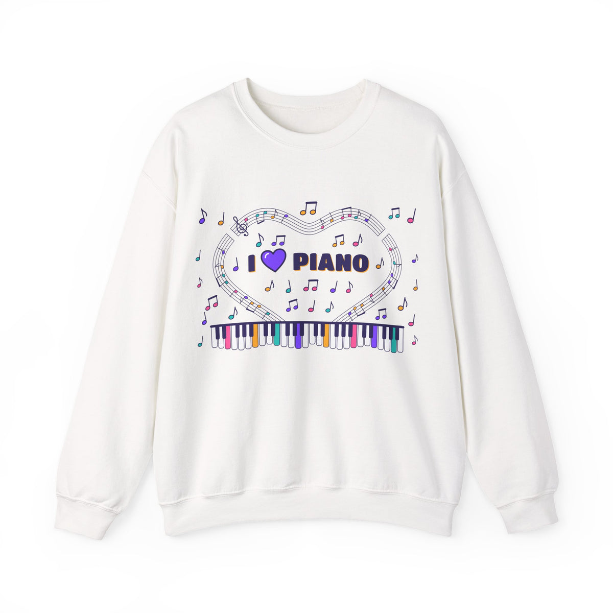 Music-themed Unisex Heavy Blend Crewneck Sweatshirt: 'I love piano' - violet