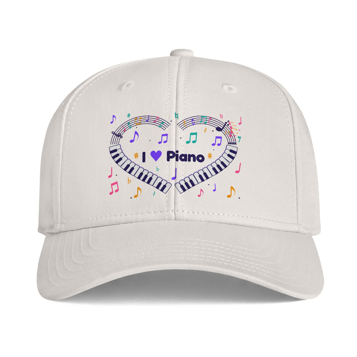 Music-themed Icon Cap: 'I love piano' heart - violet
