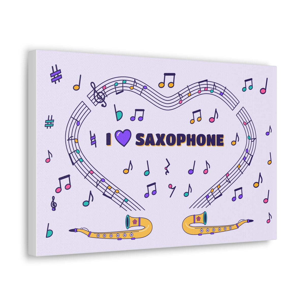 Music-themed Classic Canvas: 'I love saxophone' - violet