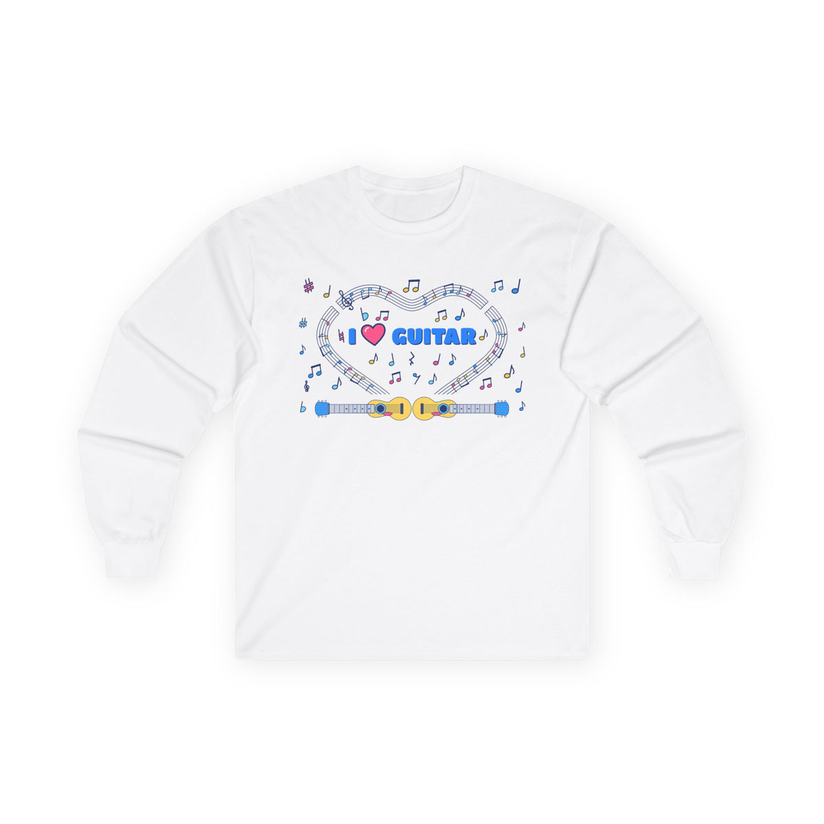 Music-themed Unisex Ultra Cotton Long Sleeve Tee: 'I love guitar' - blue