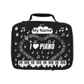 Music-themed Lunch Bag: 'I love piano' - black & white