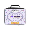 Music-themed Lunch Bag: 'I love violin' - violet