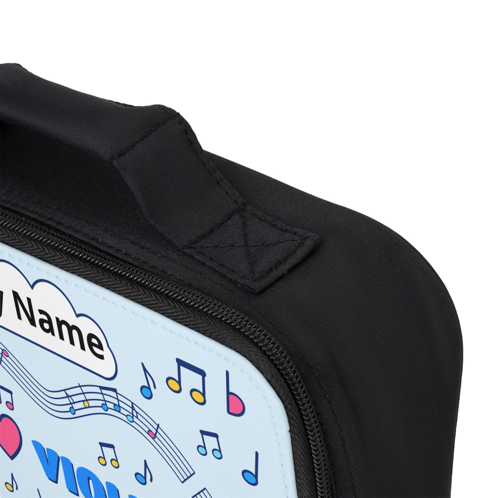 Music-themed Lunch Bag: 'I love violin' - blue