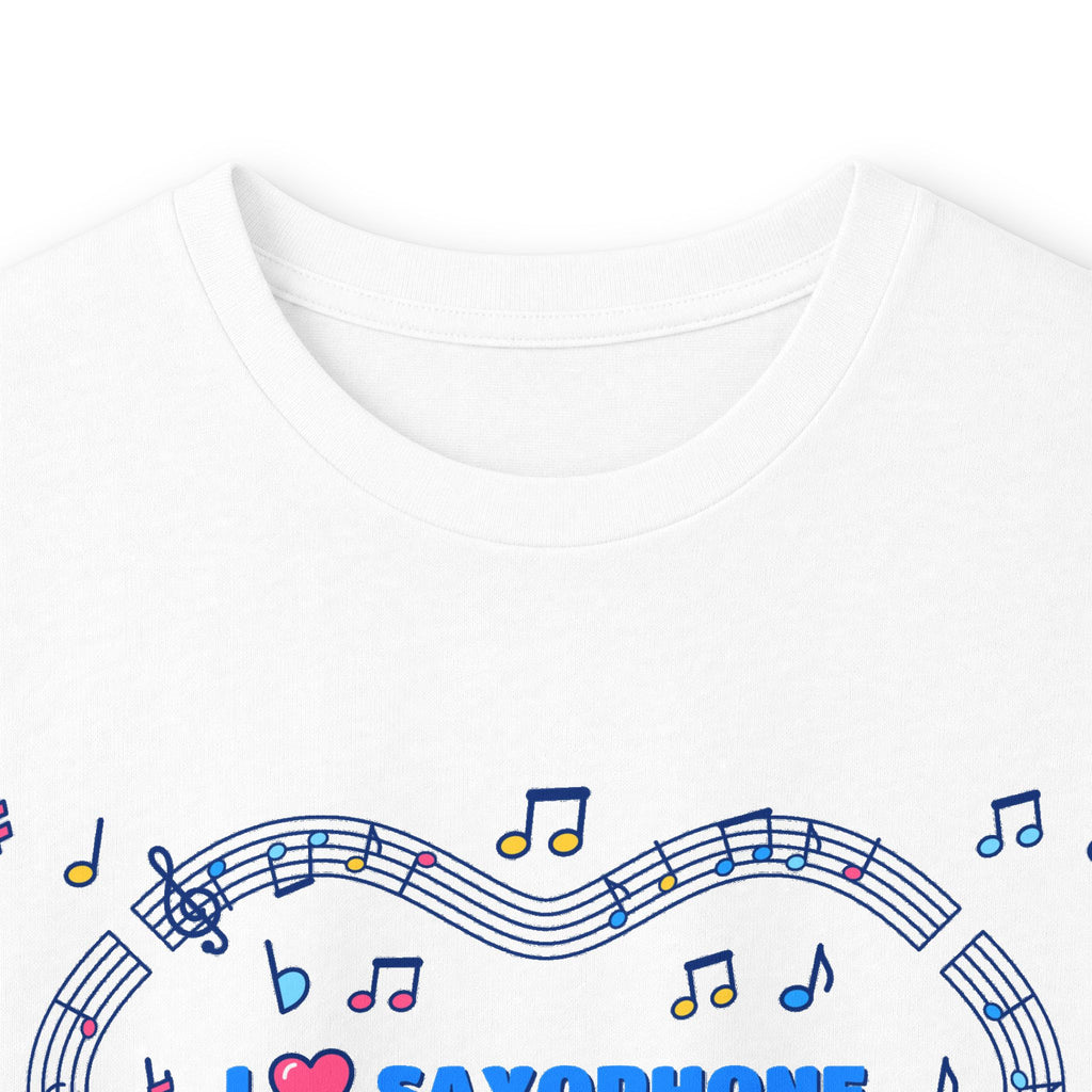 Music-themed Unisex Ultra Cotton Long Sleeve Tee: 'I love saxophone' - blue