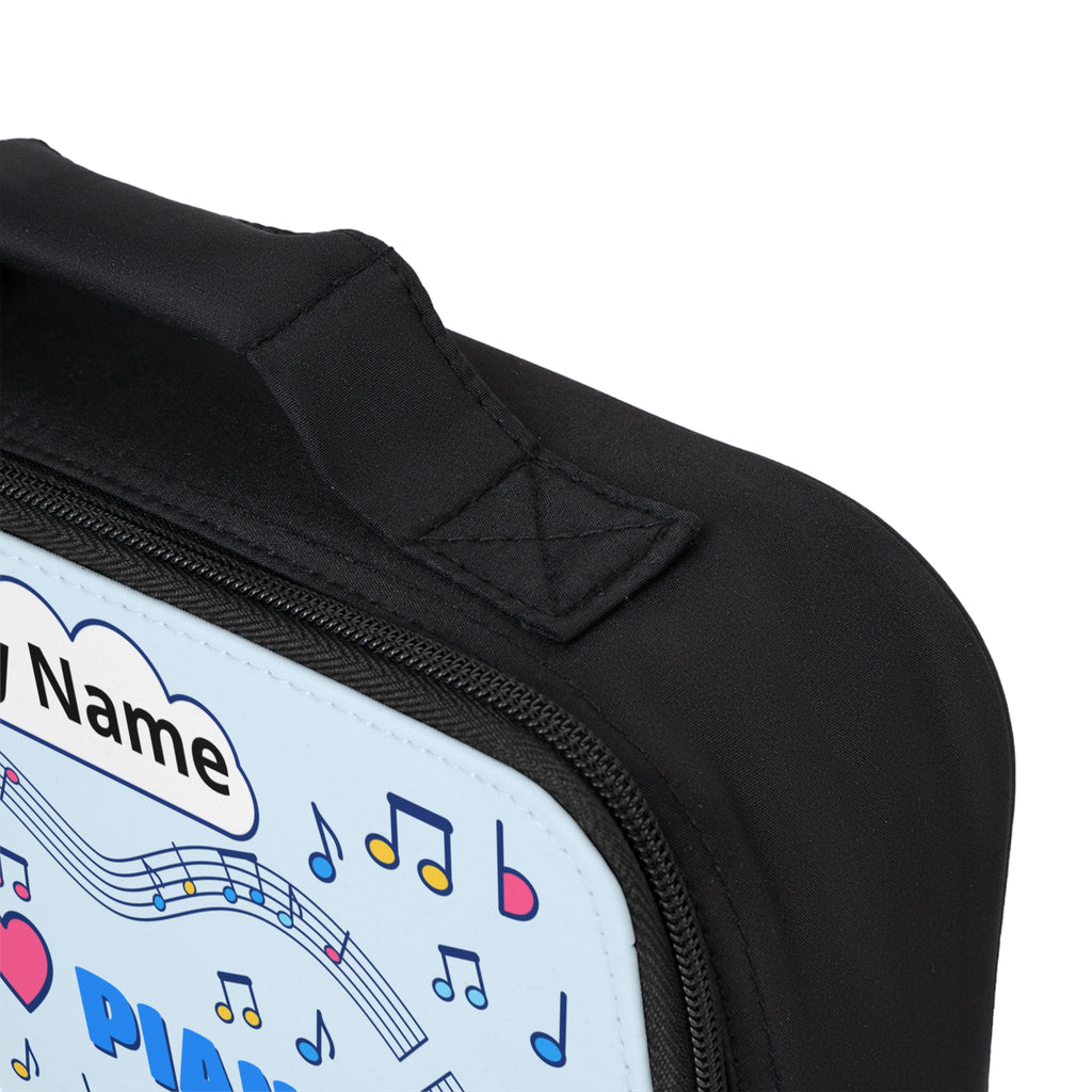 Music-themed Lunch Bag: 'I love piano' - blue