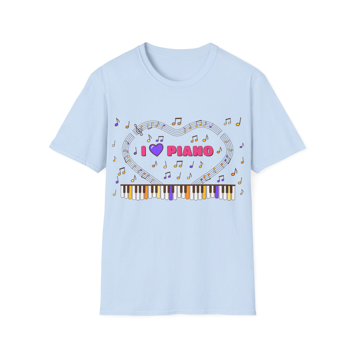 Music-themed Unisex Softstyle T-Shirt: 'I love piano' - pink