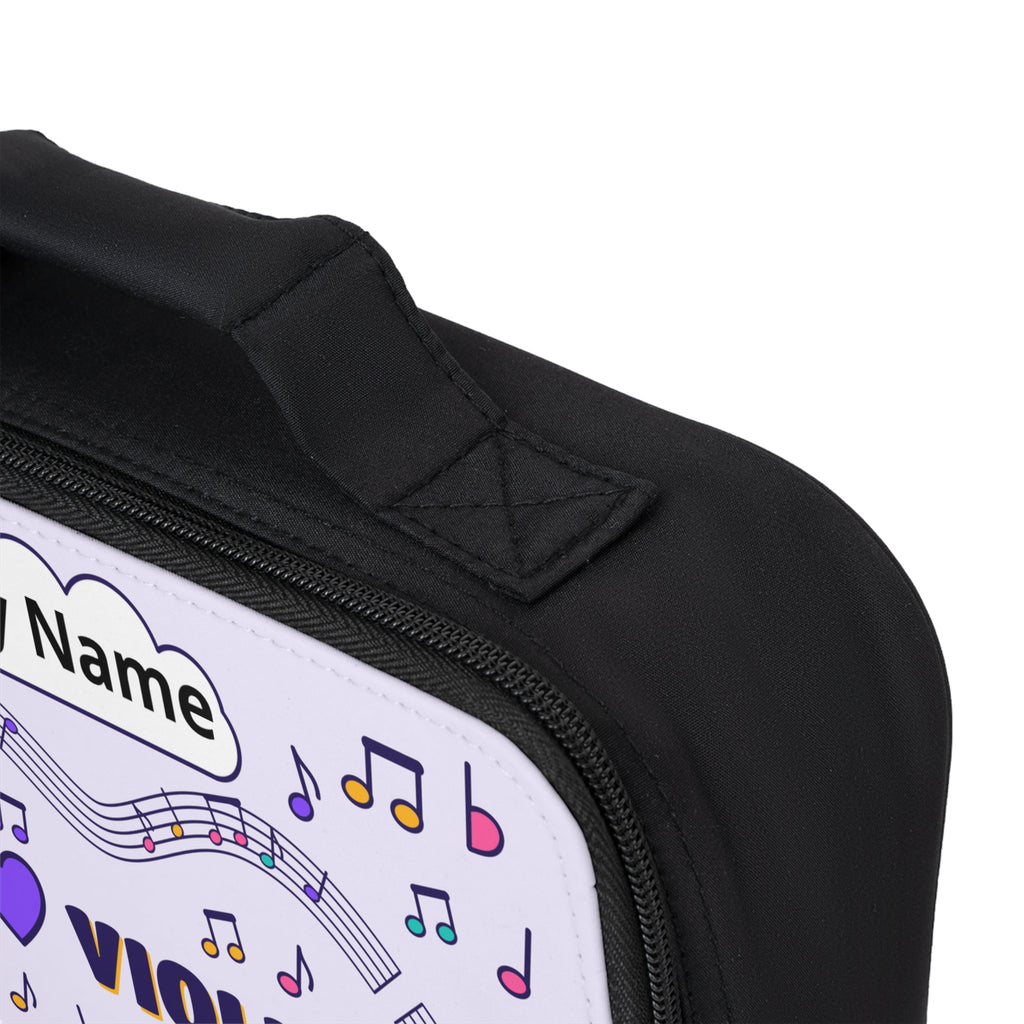 Music-themed Lunch Bag: 'I love violin' - violet