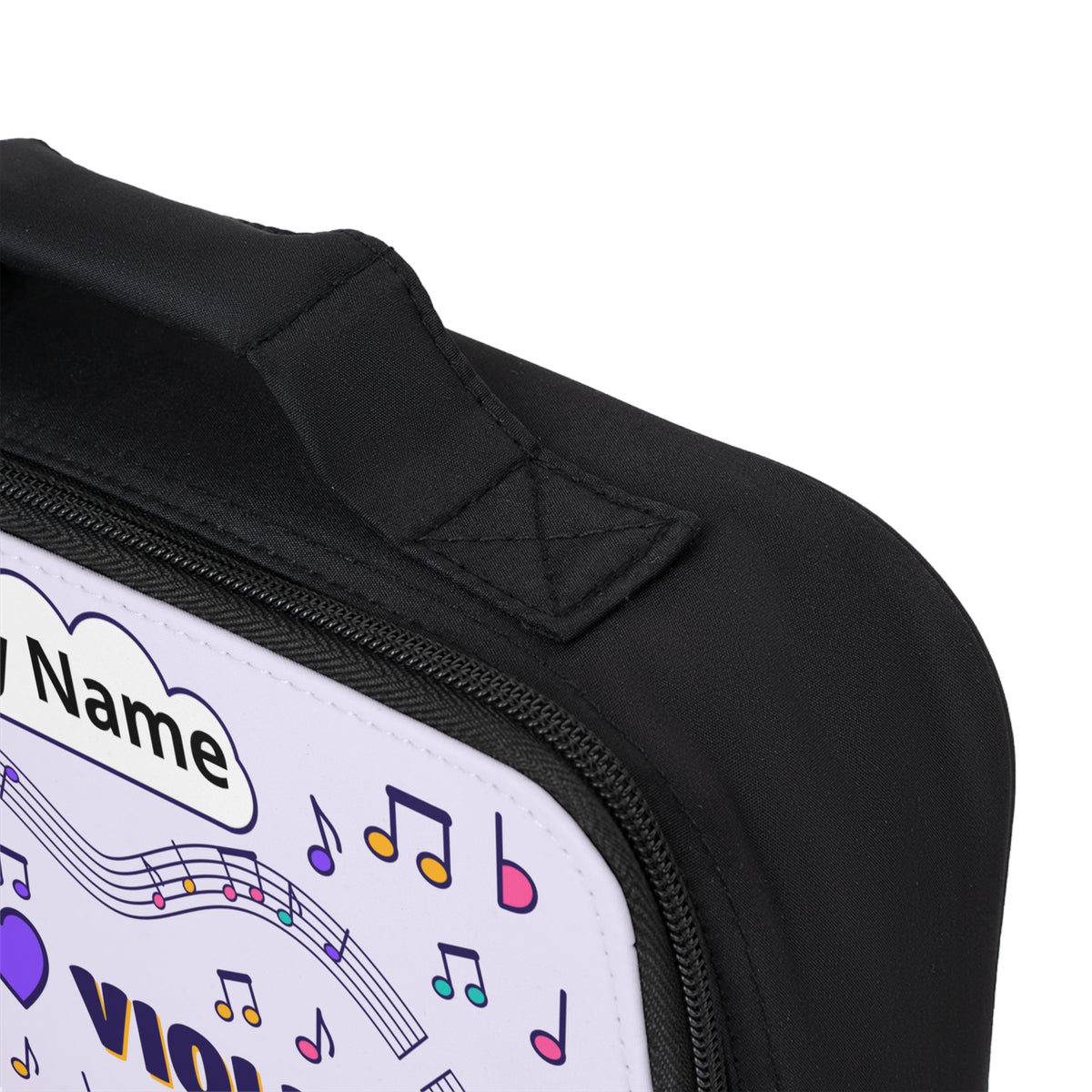 Music-themed Lunch Bag: 'I love violin' - violet