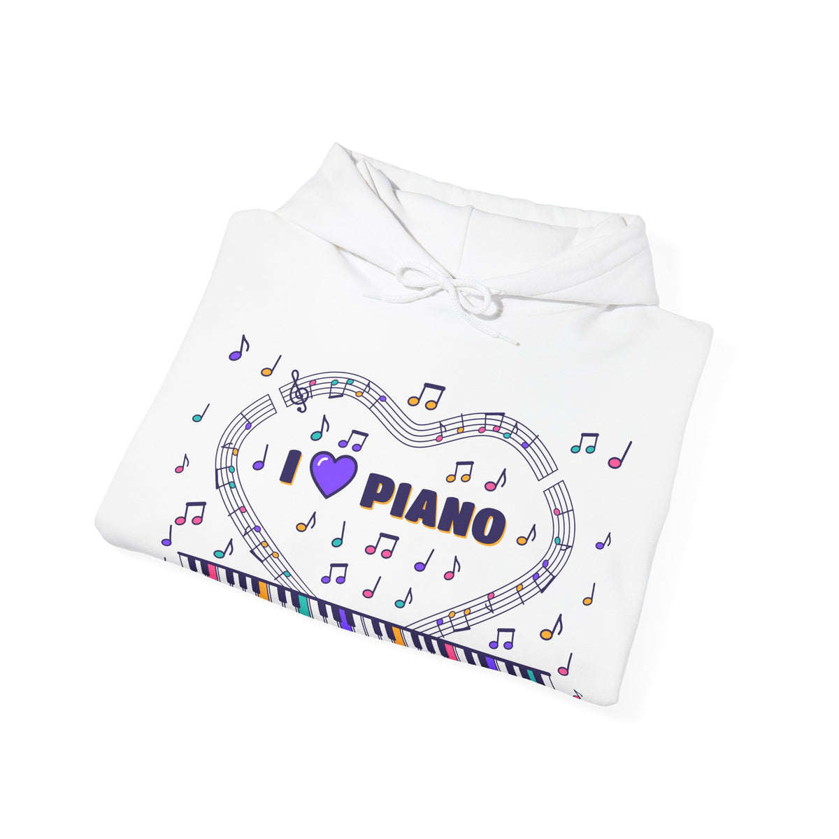 Music-themed Unisex Heavy Blend Hooded Sweatshirt: 'I love piano' - violet