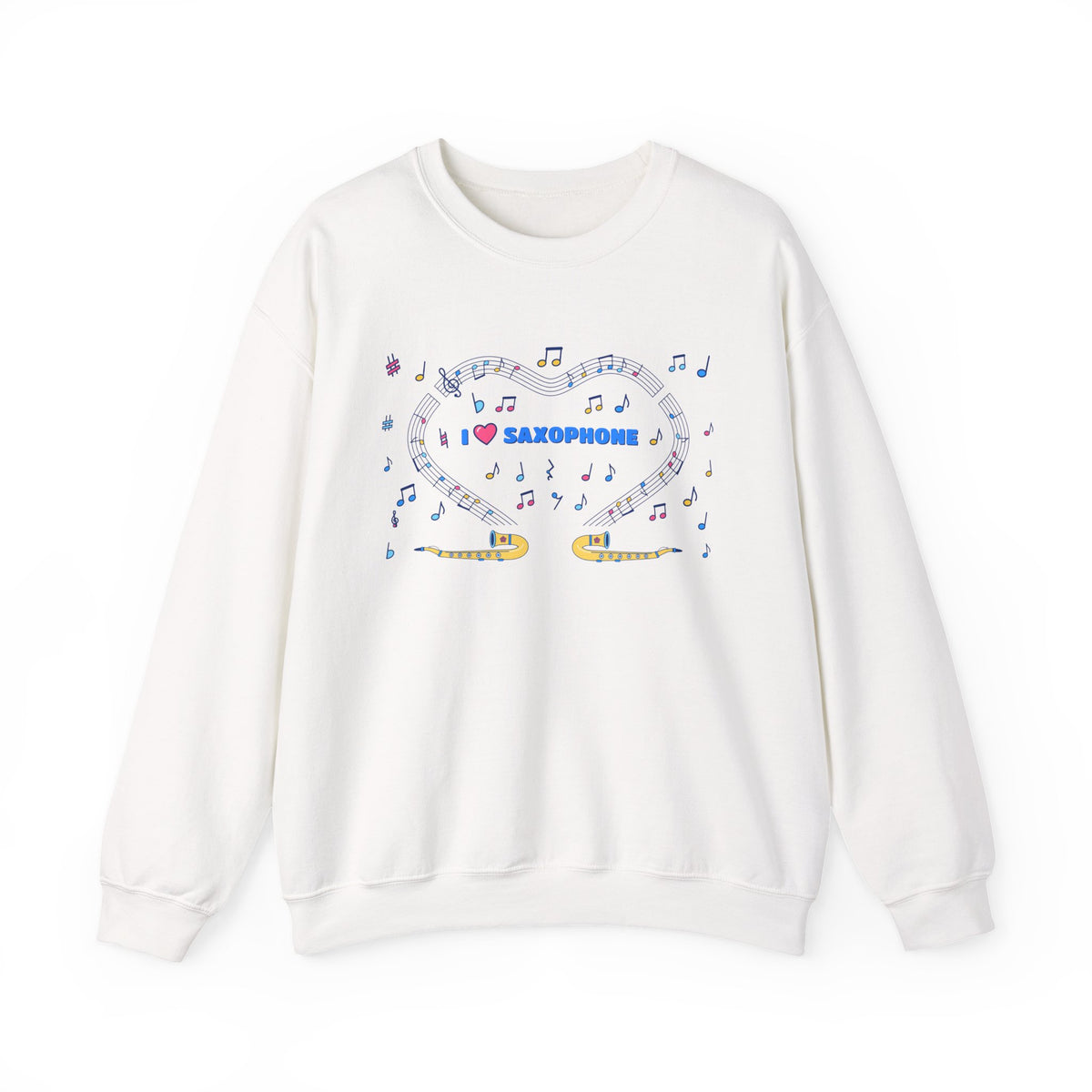 Music-themed Unisex Heavy Blend Crewneck Sweatshirt: 'I love saxophone' - blue