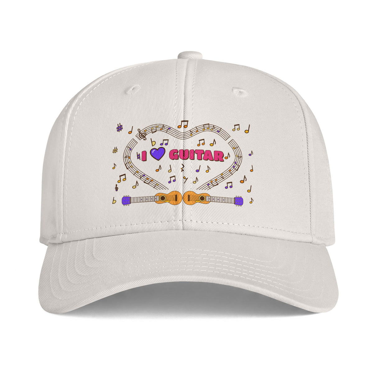 Music-themed Icon Cap: 'I love guitar' - pink