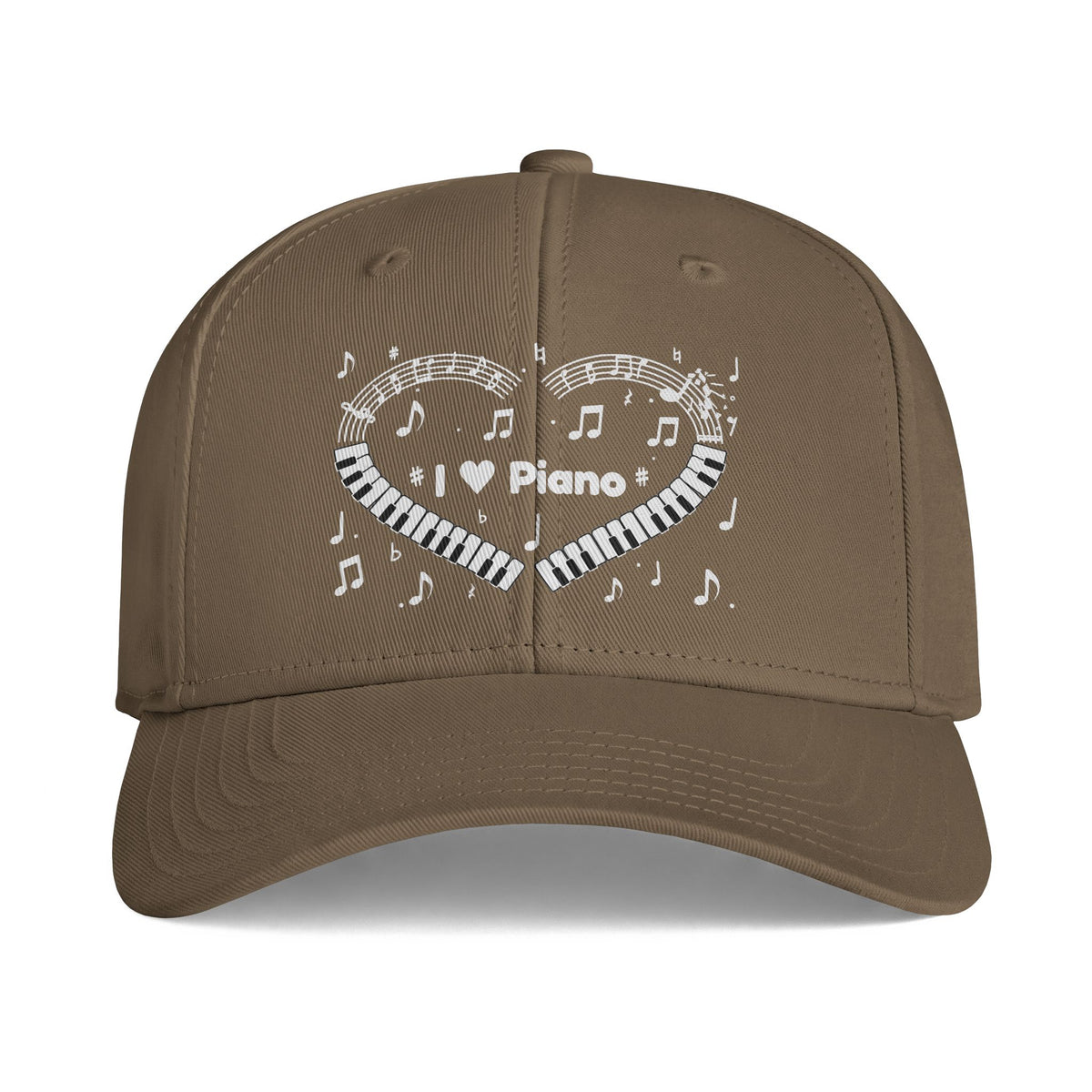 Music-themed Icon Cap: 'I love piano' heart - black & white